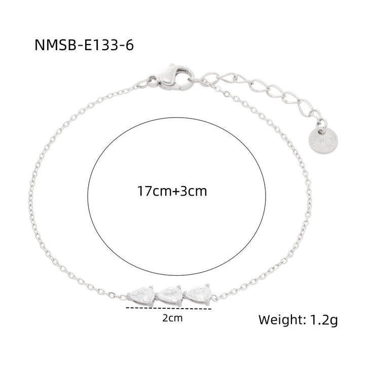 Water Drop Zircon Titanium Steel Bracelet Women Simple Colorful Crystals Personality Stainless Steel Bracelet