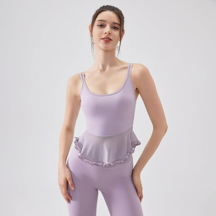 Air Sense Spun Yarn Beauty Back Lace Yoga Vest with Chest Pad Pilates Workout Bra Sports Underwear for Women