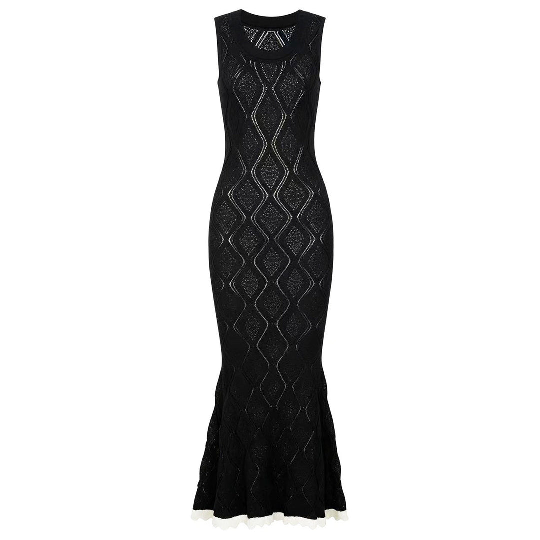 Summer Ladies Internet Popular Slim Fitting Slimming Sleeveless Hollow Out Cutout out Maxi Dress Women