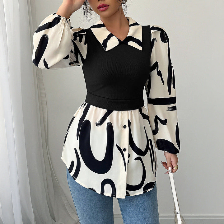 Women Clothing Autumn Casual Vacation Advanced Printed Vest Top Shirt