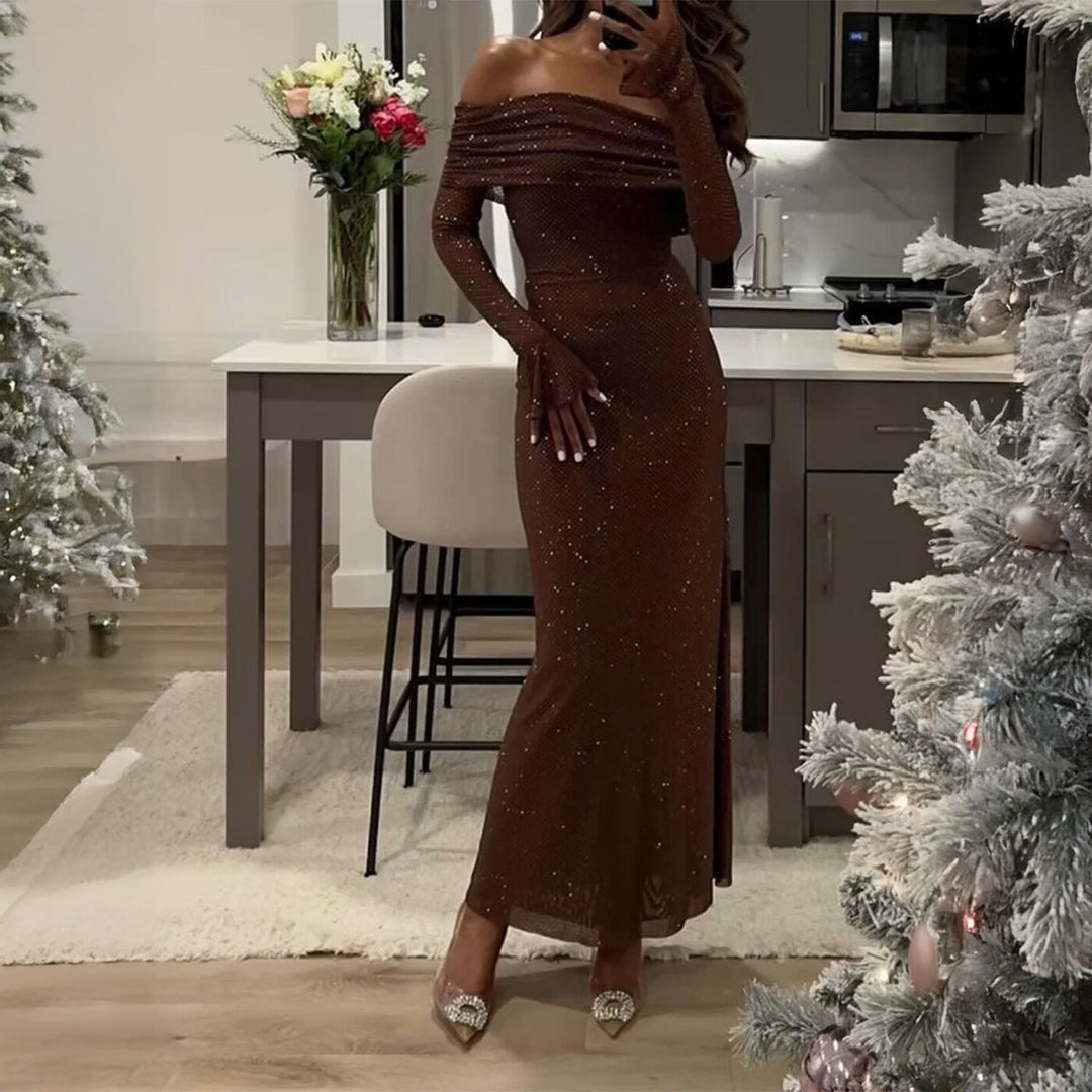 Elegant Solid Color Long Sleeved Dress Women Clothing Autumn Winter