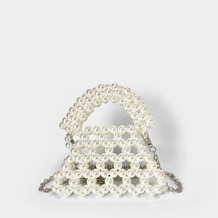 Korean Handbag Mini Trapezoid Crossbody Bag Summer Outwear Accessory Bag Handmade Beaded Woven Bag