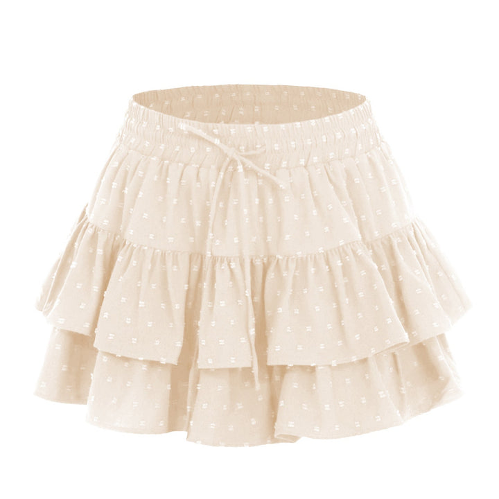 Women Lace up Adjustable Skirt Sports Wardrobe Malfunction Avoiding High Waist Elastic Pantskirt