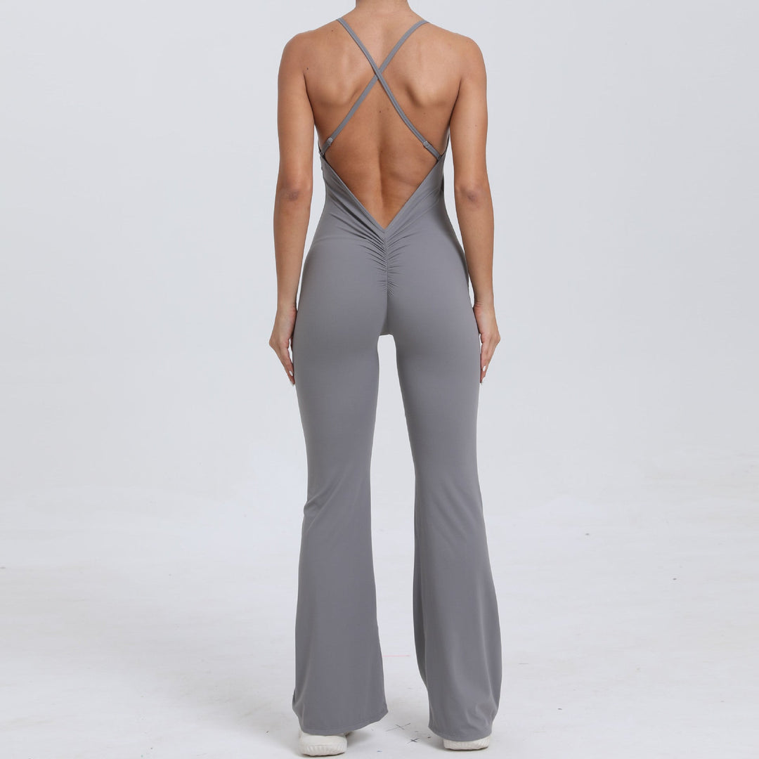 Adjustable Shoulder Strap Horn Yoga Jumpsuit Sports Fitness Hollow Out Cutout Hip Lifting Yoga Jumpsuit
