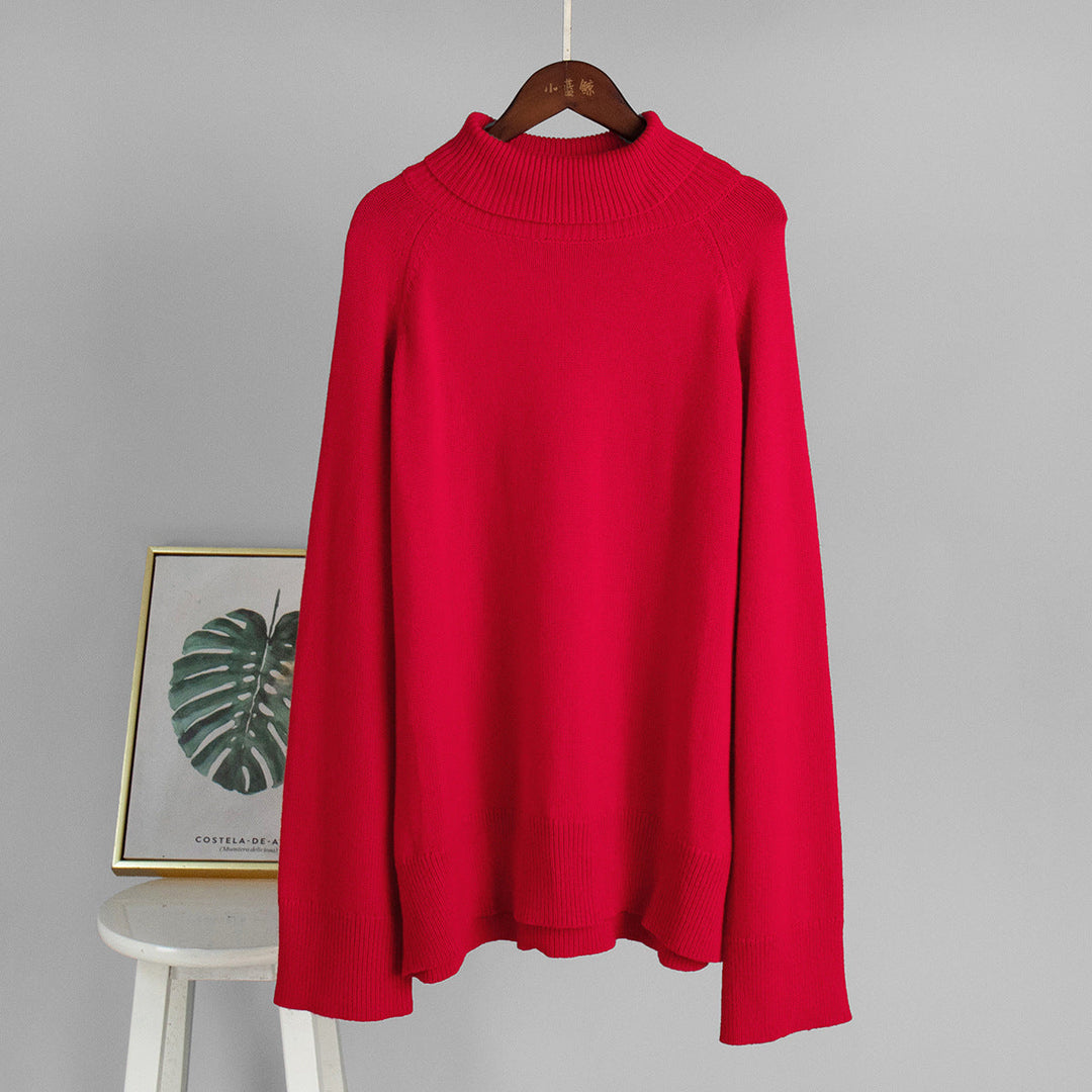 Wool Turtleneck Sweater Autumn Winter Loose Pullover Sweater Thermal Knitting Sweater for Women