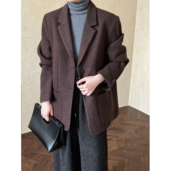 Korean Autumn Winter Blazer for Women High Sense Casual Woolen