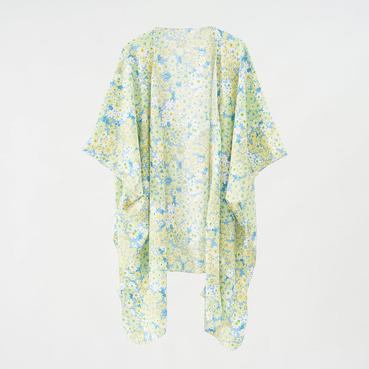 Summer Women Silk Scarf Small Floral Shawl Broom Beach Cover Up Beach Towel Long Shawl