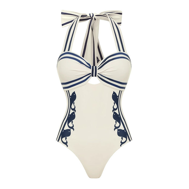 Swimsuit Navy Halter One Piece Swimsuit Set Women