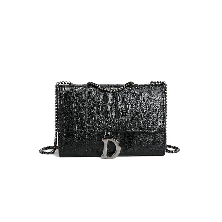 Messenger Bag Women Bag Summer Retro Chain Text Crocodile Pattern Small Square Bag