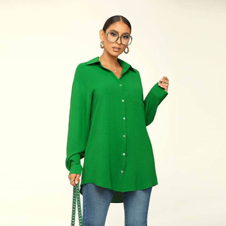 Fall Women Long Sleeve Solid Color Top Loose Casual Shirt Women