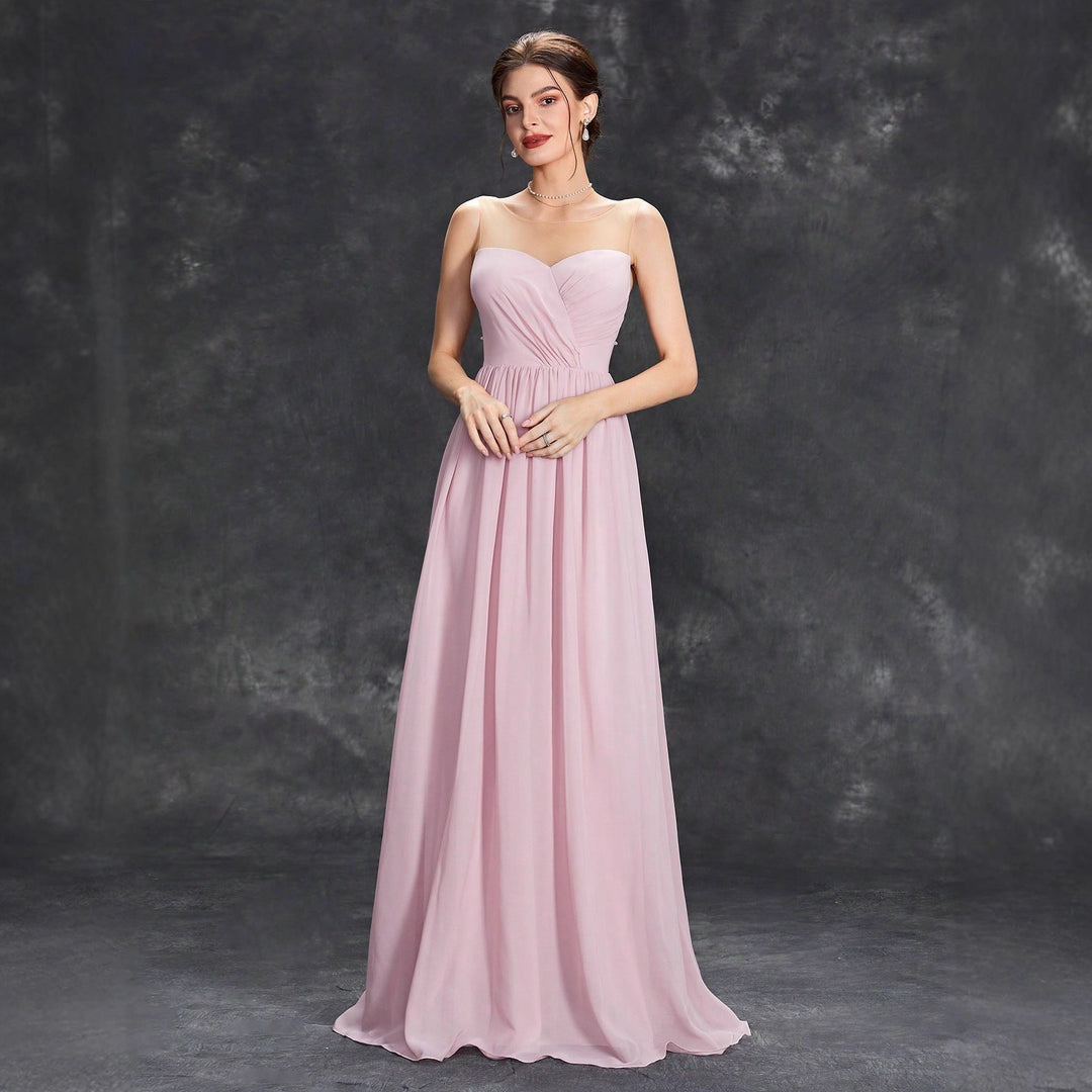 Women off the Shoulder Bridesmaid Dress Summer Chiffon A line Dress Tube Top Dress