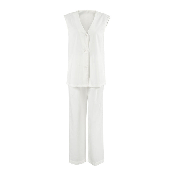 Spring Sleeveless Loose Vest Pants Pajamas Set Casual Comfortable Women Homewear Outerwear