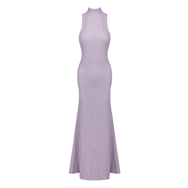 Women Clothing Sleeveless Tight Floral Dress round Neck Solid Color Beach Dress