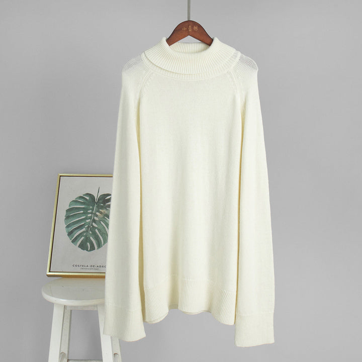 Wool Turtleneck Sweater Autumn Winter Loose Pullover Sweater Thermal Knitting Sweater for Women