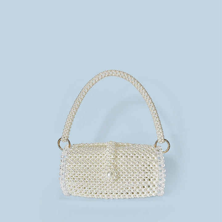 Retro Dinner Cans Pearl Bag Acrylic Beads Hand Carrying Knitting Beaded Pouch Mobile Phone Bag