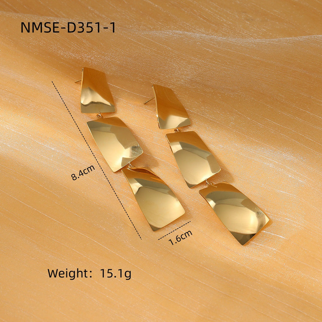 Arrival Exaggerated High Grade Irregular Asymmetric Titanium Steel Earrings Women Affordable Luxury Stainless Steel Tassel Earrings