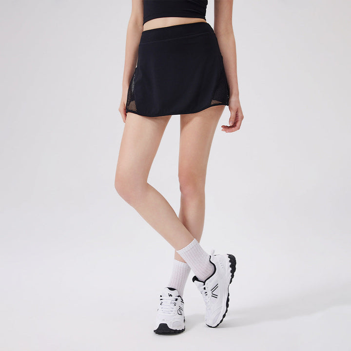 Three Dimensional Mesh Exercise Skirt Nude Feel Yoga Skirts Comfortable Anti Emptied Pantskirt Breathable Hollow Out Cutout Skirt
