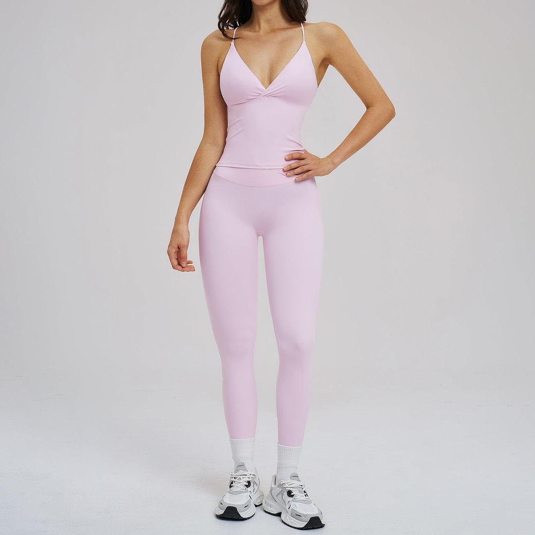 Brushed Sports Tight Back Running Sports Casual Suit Outdoor Riding Yoga Two Piece Sets