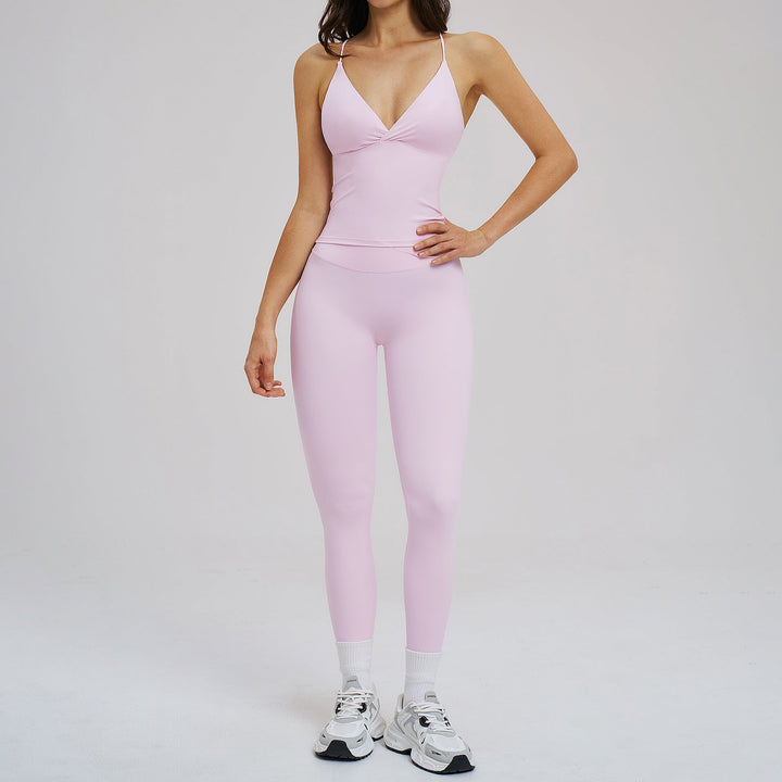 Brushed Sports Tight Back Running Sports Casual Suit Outdoor Riding Yoga Two Piece Sets