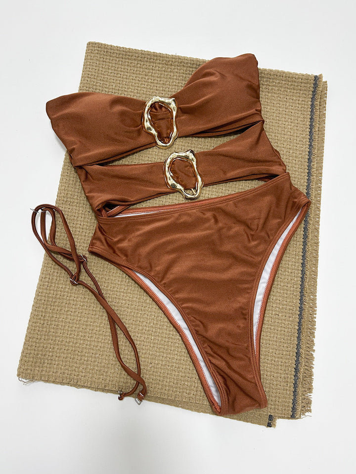 One Piece Swimsuit for Women Bikini Lady Sexy Solid Color Swimwear Bikini