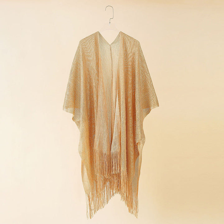 Beach Solid Color Sun Proof Tassel Knitting Beach Cover Up Sweater Shawl Cardigan