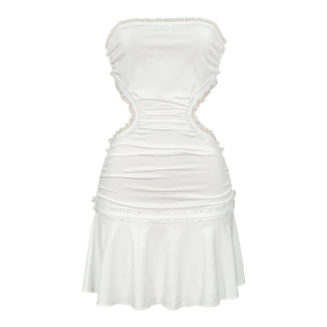 Backless Dress Sexy Trend Lace Splicing Sling Cropped Outfit Short Dress