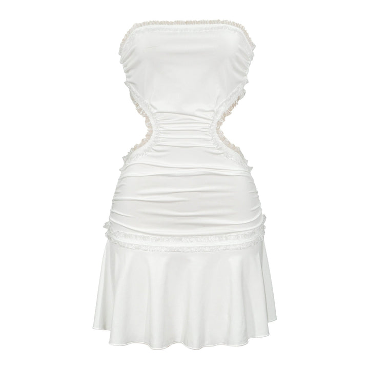 Backless Dress Sexy Trend Lace Splicing Sling Cropped Outfit Short Dress