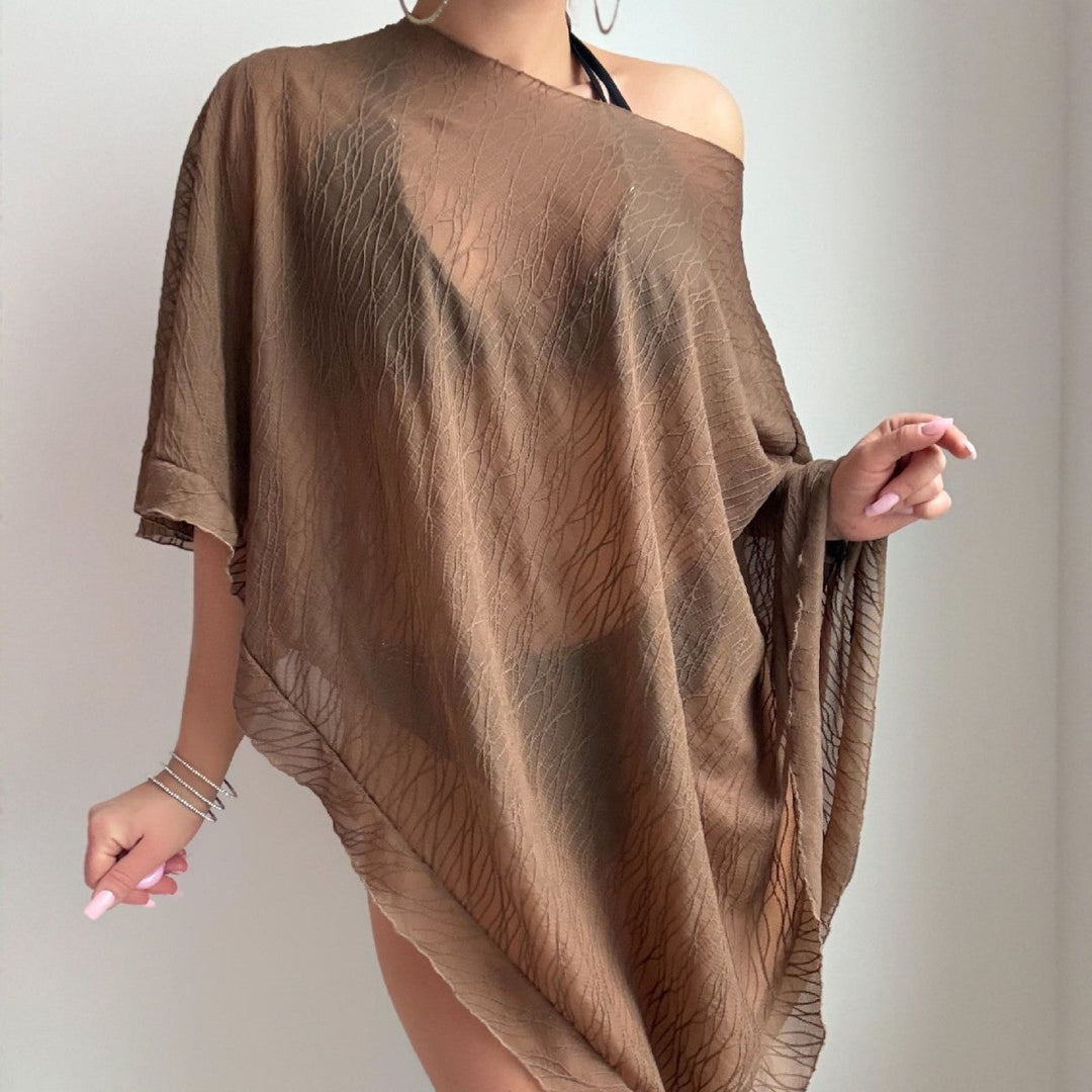 Women Solid Color Vacation Blouse Swimsuit