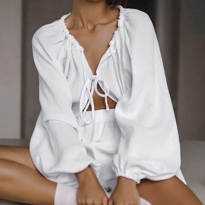 Autumn Loose Casual Cotton Pajamas Women Cardigan Long Sleeve Shorts Comfortable Homewear Can Be Worn outside
