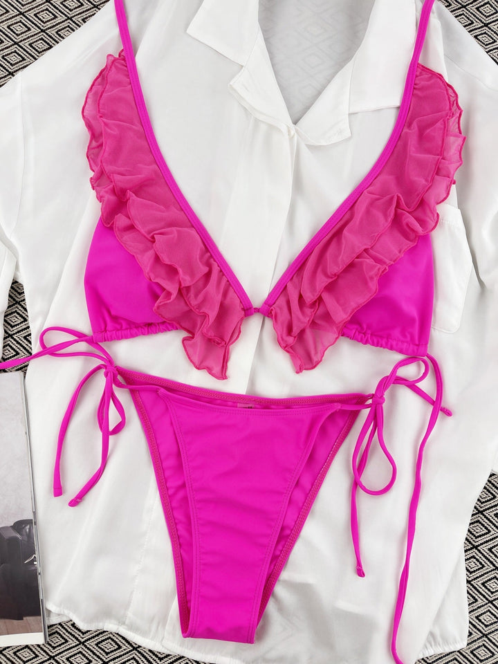 Women Mesh Wavy Sexy Bikini Swimsuit