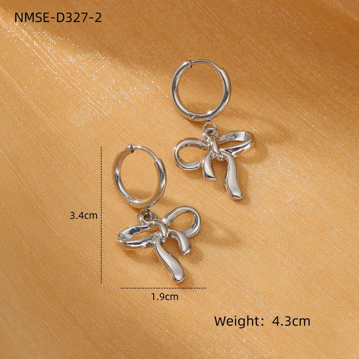 Sweet Bow Design Titanium Steel Earrings Women Entry Lux 18K Gold Plated Stainless Steel Studs
