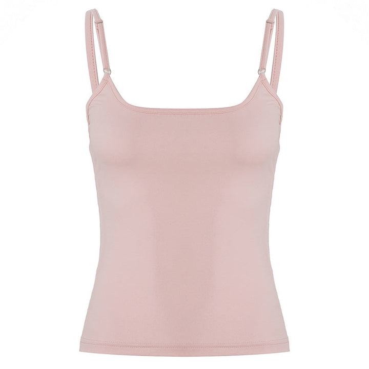 Solid Color Basic Double Joint Sling Women Sexy Girlish Slim Fit Slimming Wild Vest