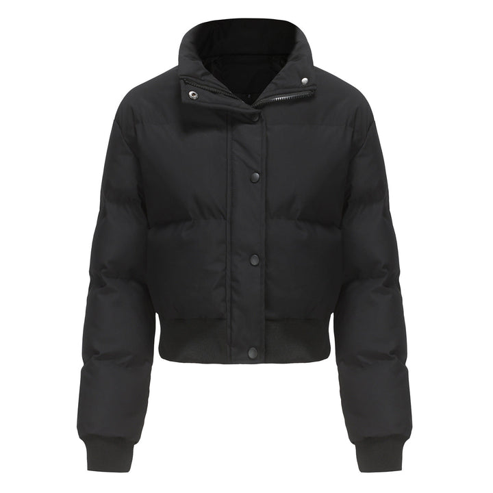 Autumn Winter Women Clothing Short Cotton Jacket Women Long Sleeved High Collar Warm Coat Loose Casual Cotton Padded Clothes Bread Coat