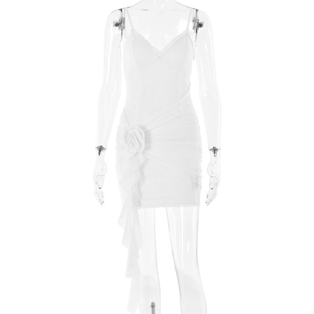 Arrival Dress Sexy Lace Stitching Mesh Camisole Backless Sheath Dress