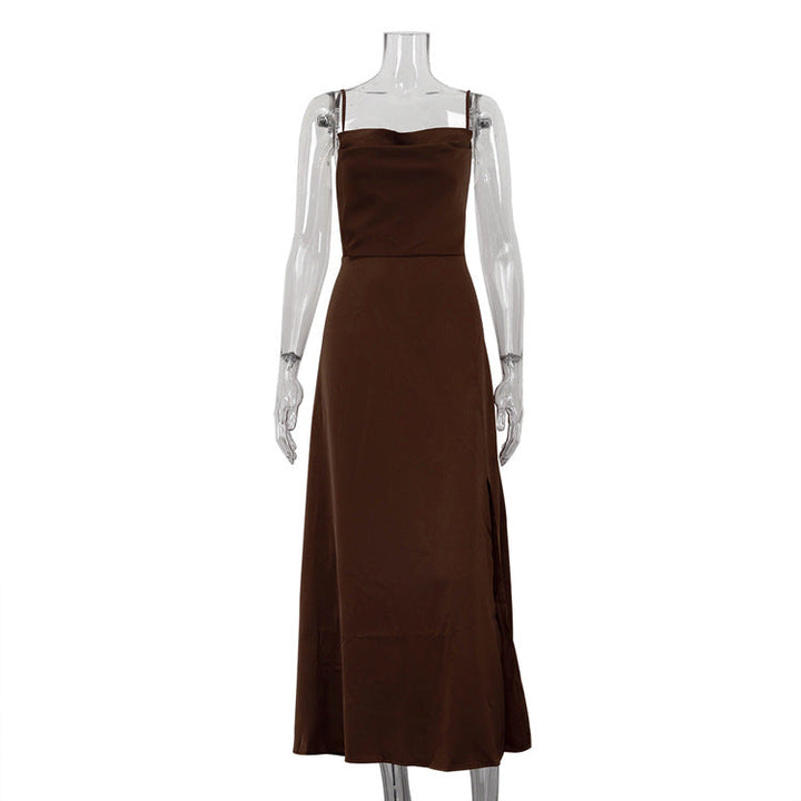 Women Clothing Sexy Dress Sexy Backless Lace up Sleeveless High Waist Split Suspender