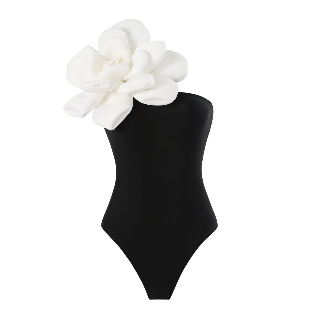 One Piece Swimsuit Women Skinny Slimming Big Floral Swimsuit Outfit Chiffon Dress