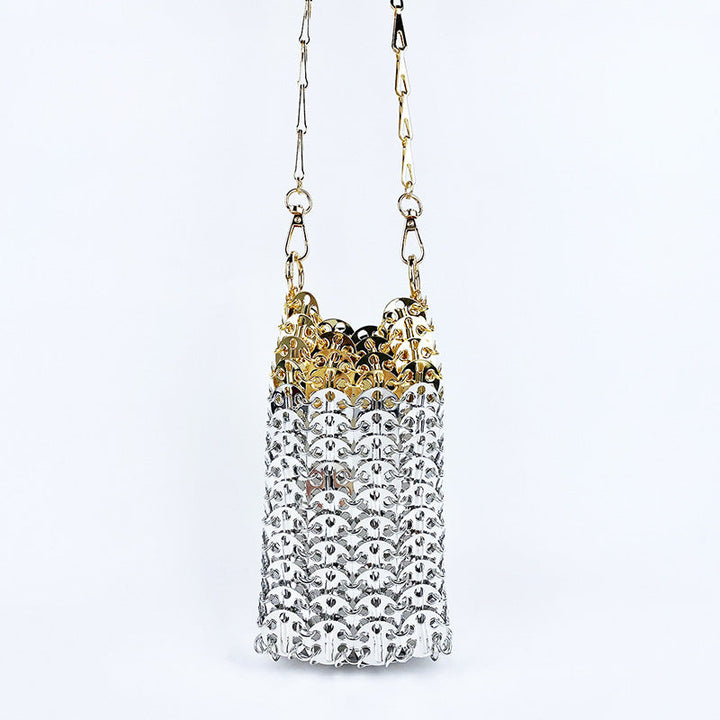 Metal Gold Sequ DIY Handmade Mobile Phone Lipstick Messenger Bag Niche Bag Women