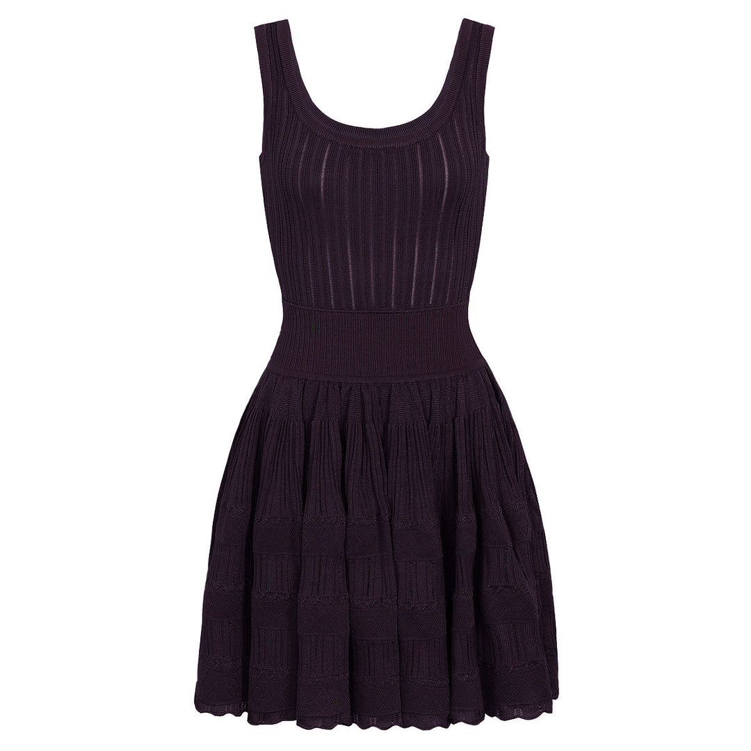 Summer Socialite Internet Celebrity Fashionable Knitted Dark Pattern Sleeveless Vest Dress