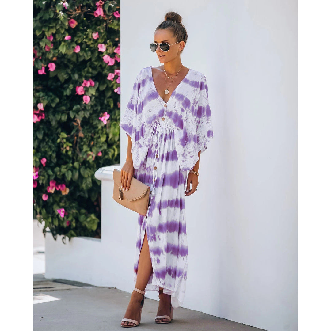Spring Summer Lace Tie Dye Loose Dress Home Casual Dress