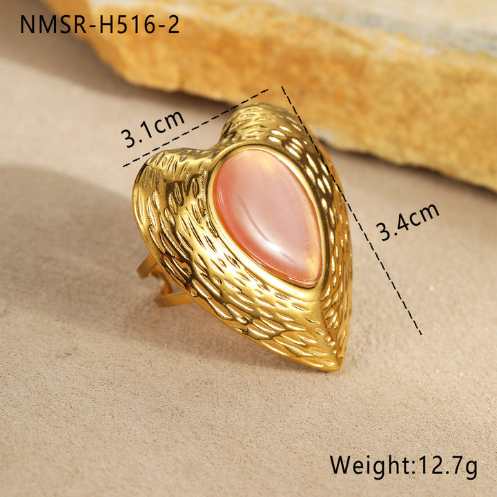 Titanium Steel Earrings Love Heart Shaped Cat Eye Earrings Open Ring High Sense Ornament