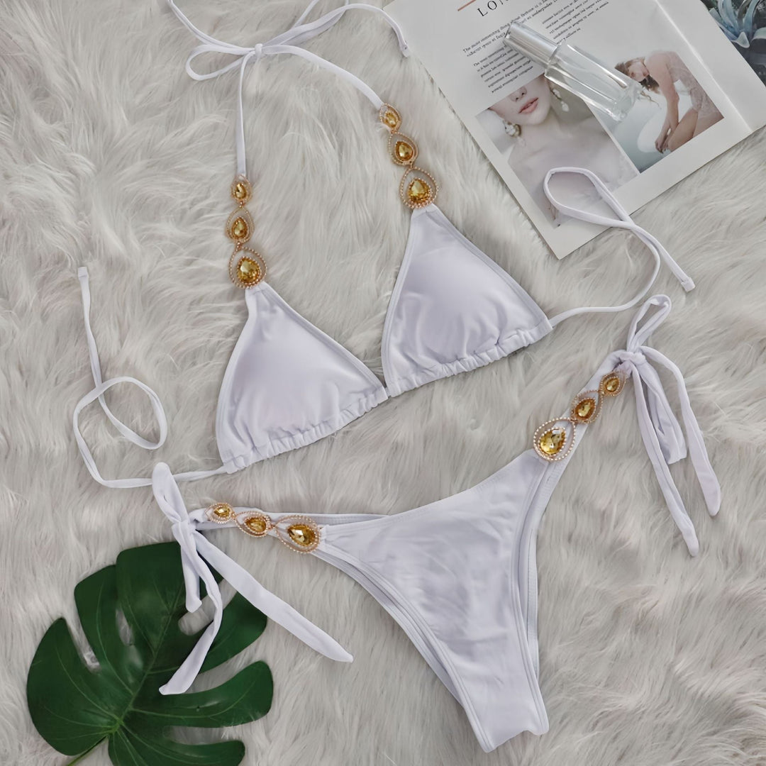 Sexy Bikini Suit Luxury Crystal Diamond Bandage Women Swimsuit Beach Vacation Swimsuit