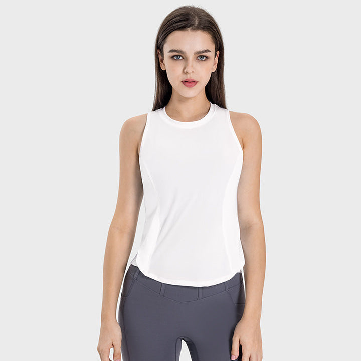 Moisture Wicking Breathable Loose Blouse Yoga Clothing Top Cool Cross Stitching Sports Vest