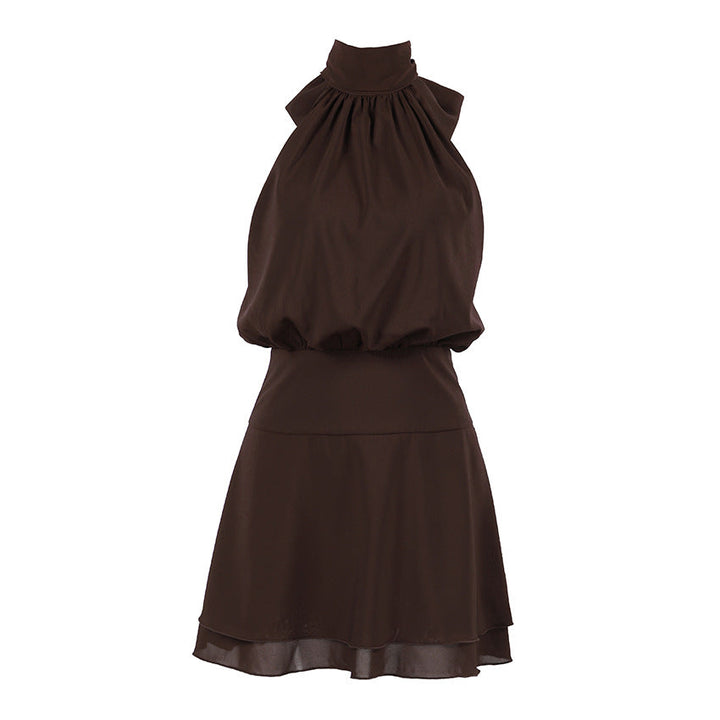 Halter Lace up Bow Vest Women Slim Elegant Short Dress