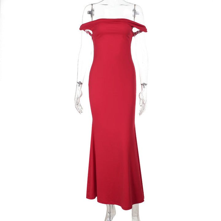 Off Shoulder Twist Fishtail Gown Dress Women Sexy Maxi Dress