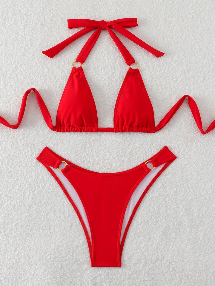 Women Solid Color Swimsuit Split Sexy Bikini Sexy Summer Swimsuit