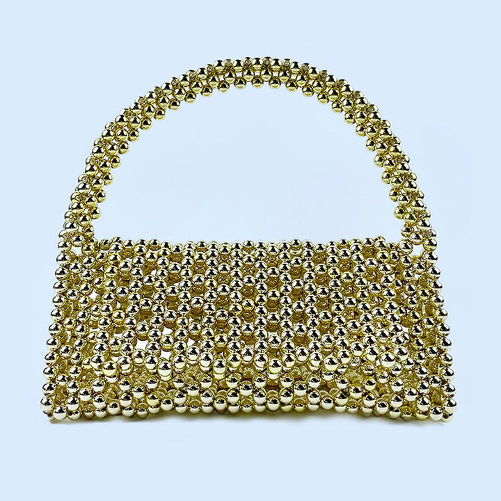 Internet Celebrity Same Triangle Handmade Beaded Popular Hollow Out Cutout Flip Woven Shoulder Portable Underarm Bag Long Handle