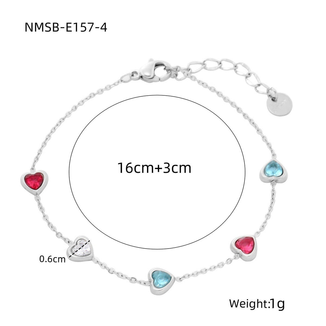 Loving Heart Zircon Stainless Steel Bracelet Special Interest Design Light Luxury All Match High Grade Women Bracelet