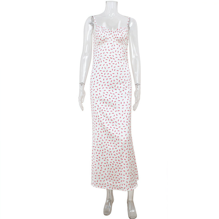 Tea Break Ballet Gentle Floral Strap Dress Slim Lace Edge Sexy Dress for Women