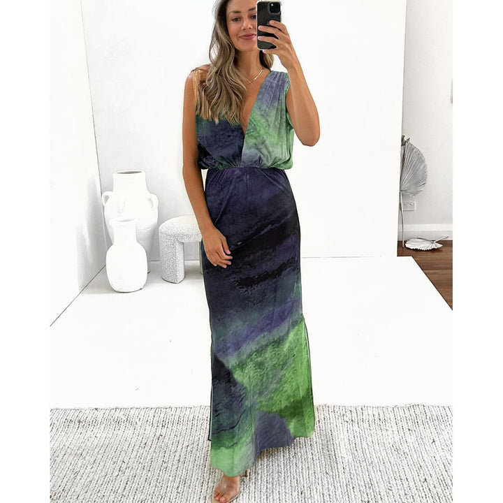 Enter Spring Summer Sexy Backless Slit Dress Loose Vacation Women Clothing Dress