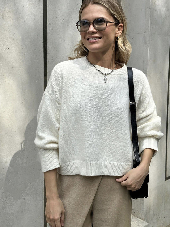 Autumn Winter Russian Thickened Short round Neck Solid Color Sweater All Matching Basic Women Clothing